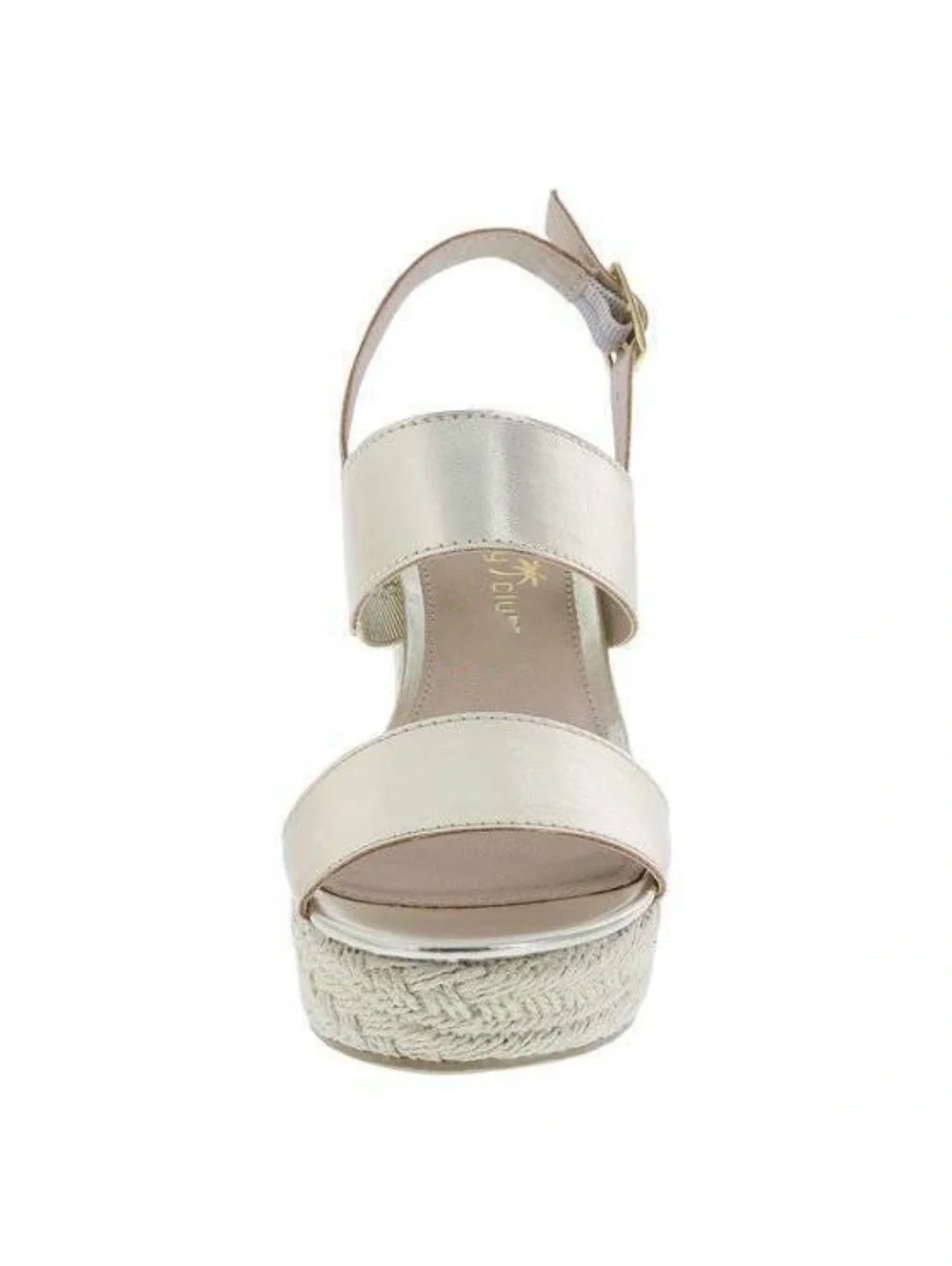 Womens Espadrille Wedge Sandals 9 Montego Bay Gold Whimsy Platform Fx Leather
